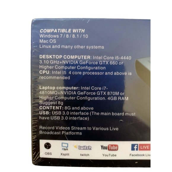 NEW! 4K 30fps HDMI Game Capture Card to Live Streaming and Record, USB 3.0 - Picture 4 of 4